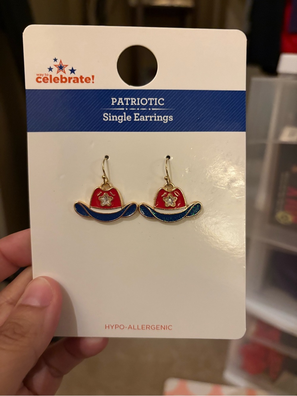 Patriotic Cowboy Hat Earrings